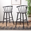 SAFAVIEH Home Collection Blanchard Farmhouse Natural/White Solid Wood Windsor Spindle 29-inch Seat Height Bar Stool Set of 2(Black)