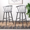 SAFAVIEH Home Collection Blanchard Farmhouse Natural/White Solid Wood Windsor Spindle 29-inch Seat Height Bar Stool Set of 2(Grey)