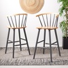SAFAVIEH Home Collection Blanchard Farmhouse Natural/White Solid Wood Windsor Spindle 29-inch Seat Height Bar Stool Set of 2(Natural/Grey)