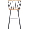 SAFAVIEH Home Collection Blanchard Farmhouse Natural/White Solid Wood Windsor Spindle 29-inch Seat Height Bar Stool Set of 2(Natural/Grey)