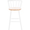 SAFAVIEH Home Collection Blanchard Farmhouse Natural/White Solid Wood Windsor Spindle 29-inch Seat Height Bar Stool Set of 2(Natural/White)