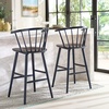 SAFAVIEH Home Collection Blanchard Farmhouse Natural/White Solid Wood Windsor Spindle 29-inch Seat Height Bar Stool Set of 2(Navy)