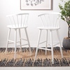 SAFAVIEH Home Collection Blanchard Farmhouse Natural/White Solid Wood Windsor Spindle 29-inch Seat Height Bar Stool Set of 2(White)