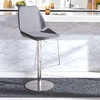 SAFAVIEH Home Collection Pierro Black Faux Leather/Gold Adjustable Gas Lift Bar Stool(Grey / Brushed Nickle)