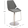SAFAVIEH Home Collection Pierro Black Faux Leather/Gold Adjustable Gas Lift Bar Stool(Grey / Brushed Nickle)