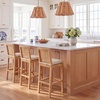 SAFAVIEH Home Collection Tojo Natural Cane/White Solid Wood 30-inch Bar Stool with Cushion (Fully Assembled)