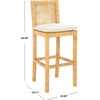 SAFAVIEH Home Collection Tojo Natural Cane/White Solid Wood 30-inch Bar Stool with Cushion (Fully Assembled)
