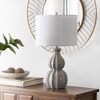 SAFAVIEH Lighting Collection – Wade Grey Double Gourd Ceramic Table Lamp, 26-Inch Accent Lamp for Bedroom, Living Room, Home Office (TBL4274A)(Gray)