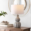 SAFAVIEH Lighting Collection – Wade Grey Double Gourd Ceramic Table Lamp, 26-Inch Accent Lamp for Bedroom, Living Room, Home Office (TBL4274A)(Gray)