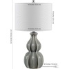 SAFAVIEH Lighting Collection – Wade Grey Double Gourd Ceramic Table Lamp, 26-Inch Accent Lamp for Bedroom, Living Room, Home Office (TBL4274A)(Gray)