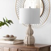 SAFAVIEH Lighting Collection – Wade Grey Double Gourd Ceramic Table Lamp, 26-Inch Accent Lamp for Bedroom, Living Room, Home Office (TBL4274A)(Ivory)
