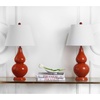 SAFAVIEH Lighting Collection Cybil Modern Contemporary Blood Orange Double Gourd Glass 27-inch Bedroom Living Room Home Office Desk Nightstand Table Lamp Set of 2 (LED Bulbs Included)(Orange – Set of 2)
