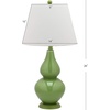 SAFAVIEH Lighting Collection Cybil Modern Contemporary Blood Orange Double Gourd Glass 27-inch Bedroom Living Room Home Office Desk Nightstand Table Lamp Set of 2 (LED Bulbs Included)(Green – Set of 2)