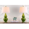 SAFAVIEH Lighting Collection Cybil Modern Contemporary Blood Orange Double Gourd Glass 27-inch Bedroom Living Room Home Office Desk Nightstand Table Lamp Set of 2 (LED Bulbs Included)(Green – Set of 2)