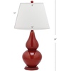 SAFAVIEH Lighting Collection Cybil Modern Contemporary Blood Orange Double Gourd Glass 27-inch Bedroom Living Room Home Office Desk Nightstand Table Lamp Set of 2 (LED Bulbs Included)(Red – Set of 2)