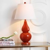 SAFAVIEH Lighting Collection Cybil Modern Contemporary Blood Orange Double Gourd Glass 27-inch Bedroom Living Room Home Office Desk Nightstand Table Lamp Set of 2 (LED Bulbs Included)(Orange – Set of 2)