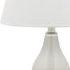 SAFAVIEH Lighting Collection Cybil Modern Contemporary Blood Orange Double Gourd Glass 27-inch Bedroom Living Room Home Office Desk Nightstand Table Lamp Set of 2 (LED Bulbs Included)(Pearl Grey – Set of 2)