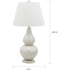SAFAVIEH Lighting Collection Cybil Modern Contemporary Blood Orange Double Gourd Glass 27-inch Bedroom Living Room Home Office Desk Nightstand Table Lamp Set of 2 (LED Bulbs Included)(Pearl Grey – Set of 2)