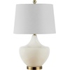 SAFAVIEH Lighting Collection Demra White 25-inch Bedroom Living Room Home Office Desk Nightstand Table Lamp (LED Bulb Included)