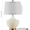 SAFAVIEH Lighting Collection Demra White 25-inch Bedroom Living Room Home Office Desk Nightstand Table Lamp (LED Bulb Included)