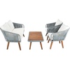 SAFAVIEH PAT7074A Outdoor Ransin Rope 4-Piece Seat Cushions and Pillows Included Patio Set