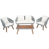 SAFAVIEH PAT7074A Outdoor Ransin Rope 4-Piece Seat Cushions and Pillows Included Patio Set