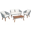 SAFAVIEH PAT7074A Outdoor Ransin Rope 4-Piece Seat Cushions and Pillows Included Patio Set