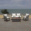 SAFAVIEH PAT7074A Outdoor Ransin Rope 4-Piece Seat Cushions and Pillows Included Patio Set
