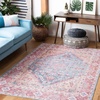 SAFAVIEH Washable Rug Serapi Collection – 5’3″ x 7’6″, Blue & Rust, Slip Resistant & Easy to Clean, Ideal for Living Room, Bedroom, Dining Space (SEP515M)(Blue/Rust)