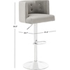 Safavieh Couture Zayna Glam Light Grey Velvet 26.8″-35″ Adjustable Bar Stool Barstool, Gray(Light Grey)