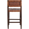 Safavieh Home Collection Paxton Cognac and Walnut Woven 24-inch Leather Counter Stool