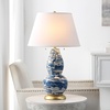 Safavieh Lighting Collection Color Swirls Glass Blue and White Table Lamp, Set of 2(Navy/White – Set of 2)