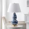 Safavieh Lighting Collection Color Swirls Glass Blue and White Table Lamp, Set of 2(Navy/White – Set of 2)
