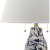 Safavieh Lighting Collection Color Swirls Glass Blue and White Table Lamp, Set of 2(Navy/White – Set of 2)