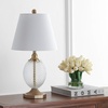 Safavieh Lighting Collection Kaiden Clear/ Brass Gold 24-inch Bedroom Living Room Home Office Desk Nightstand Table Lamp (LED Bulb Included)