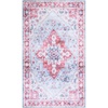 Martha Stewart x SAFAVIEH Machine Washable Area Rug Collection – 5′ x 7′, Red & Blue, Slip Resistant & Easy Cleaning, Ideal for Ideal for Living Room, Bedroom, Dining Space (MSRW148M)(Red/Blue)