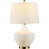 SAFAVIEH Lighting Collection Demra White 25-inch Bedroom Living Room Home Office Desk Nightstand Table Lamp (LED Bulb Included)
