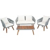 SAFAVIEH PAT7074A Outdoor Ransin Rope 4-Piece Seat Cushions and Pillows Included Patio Set