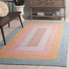 SAFAVIEH Washable Rug Outdoor Braided Collection – 6′ x 9′ Oval, Brown & Light Brown, Handmade & Reversible, Non-Shedding & Easy to Clean, Ideal for Patio, Backyard, Mudroom (BRD318S)(Aqua/Pink)