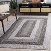 SAFAVIEH Washable Rug Outdoor Braided Collection – 6′ x 9′ Oval, Brown & Light Brown, Handmade & Reversible, Non-Shedding & Easy to Clean, Ideal for Patio, Backyard, Mudroom (BRD318S)(Ivory/Black)