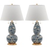 Safavieh Lighting Collection Color Swirls Glass Blue and White Table Lamp, Set of 2(Blue/White – Set of 2)