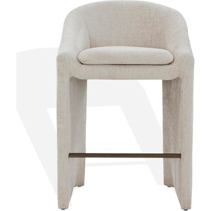 SAFAVIEH Couture Collection – Kagan Taupe Chenille 31 Inch Bar Stool, Upholstered Bar-Height Seating with Curved Back, Fully Assembled (SFV4858D)(Creme)