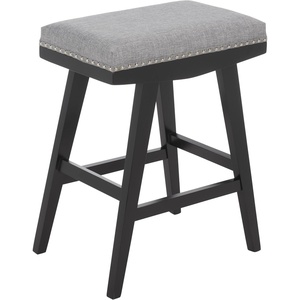 SAFAVIEH Furniture – Minato 26-Inch Counter Stool – Grey Linen & Black Legs – Solid Wood – Ideal for Kitchen, Dining Room (BST5601B)(Grey/Black)