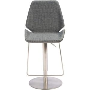 SAFAVIEH Home Collection Pierro Black Faux Leather/Gold Adjustable Gas Lift Bar Stool(Grey / Brushed Nickle)
