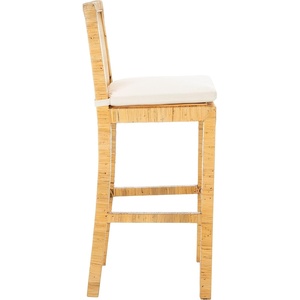SAFAVIEH Home Collection Tojo Natural Cane/White Solid Wood 30-inch Bar Stool with Cushion (Fully Assembled)