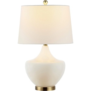 SAFAVIEH Lighting Collection Demra White 25-inch Bedroom Living Room Home Office Desk Nightstand Table Lamp (LED Bulb Included)