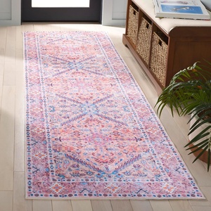 SAFAVIEH Washable Rug Arizona Collection – 5′ x 8′, Beige & Pink, Slip Resistant & Easy to Clean, Ideal for Living Room, Bedroom, Home Office, Dining Space (ARZ315B)(Beige/Pink)