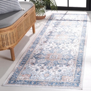 SAFAVIEH Washable Rug Arizona Collection – 8′ x 10′, Blue & Beige, Slip Resistant & Easy to Clean, Ideal for Living Room, Bedroom, Home Office, Dining Space (ARZ523M)(Blue/Beige)