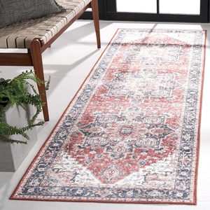 SAFAVIEH Washable Rug Arizona Collection – 8′ x 10′, Blue & Beige, Slip Resistant & Easy to Clean, Ideal for Living Room, Bedroom, Home Office, Dining Space (ARZ523M)(Brown/Blue)
