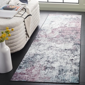 SAFAVIEH Washable Rug Malibu Collection – 5′ x 8′, Beige & Turquoise, Slip Resistant & Easy Cleaning, Ideal for Living Room, Bedroom, Home Office, Nursery, Kids Playroom, Dining Space (MBU943B)(Plum/Black)
